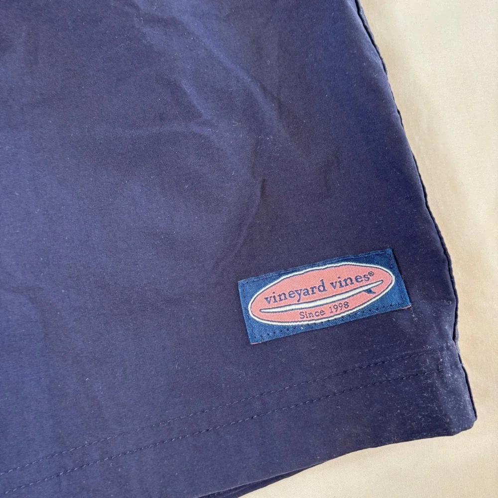 Vineyard Vines Striped Color Block Board Shorts‎ Swim Trunks Navy Blue Red 36
